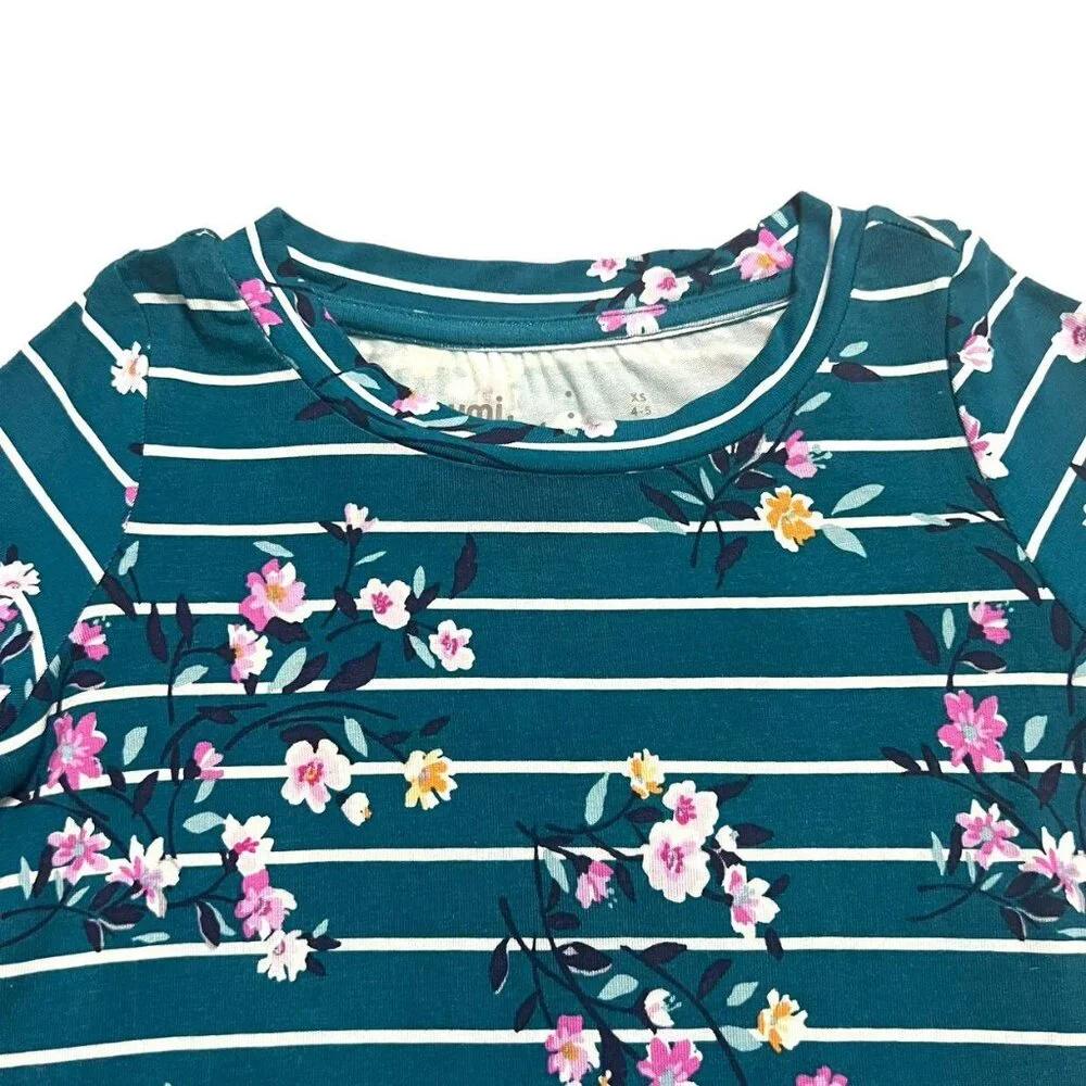 NEW Rumi + Ryder XS (4-5Y) Teal Striped Floral Dress